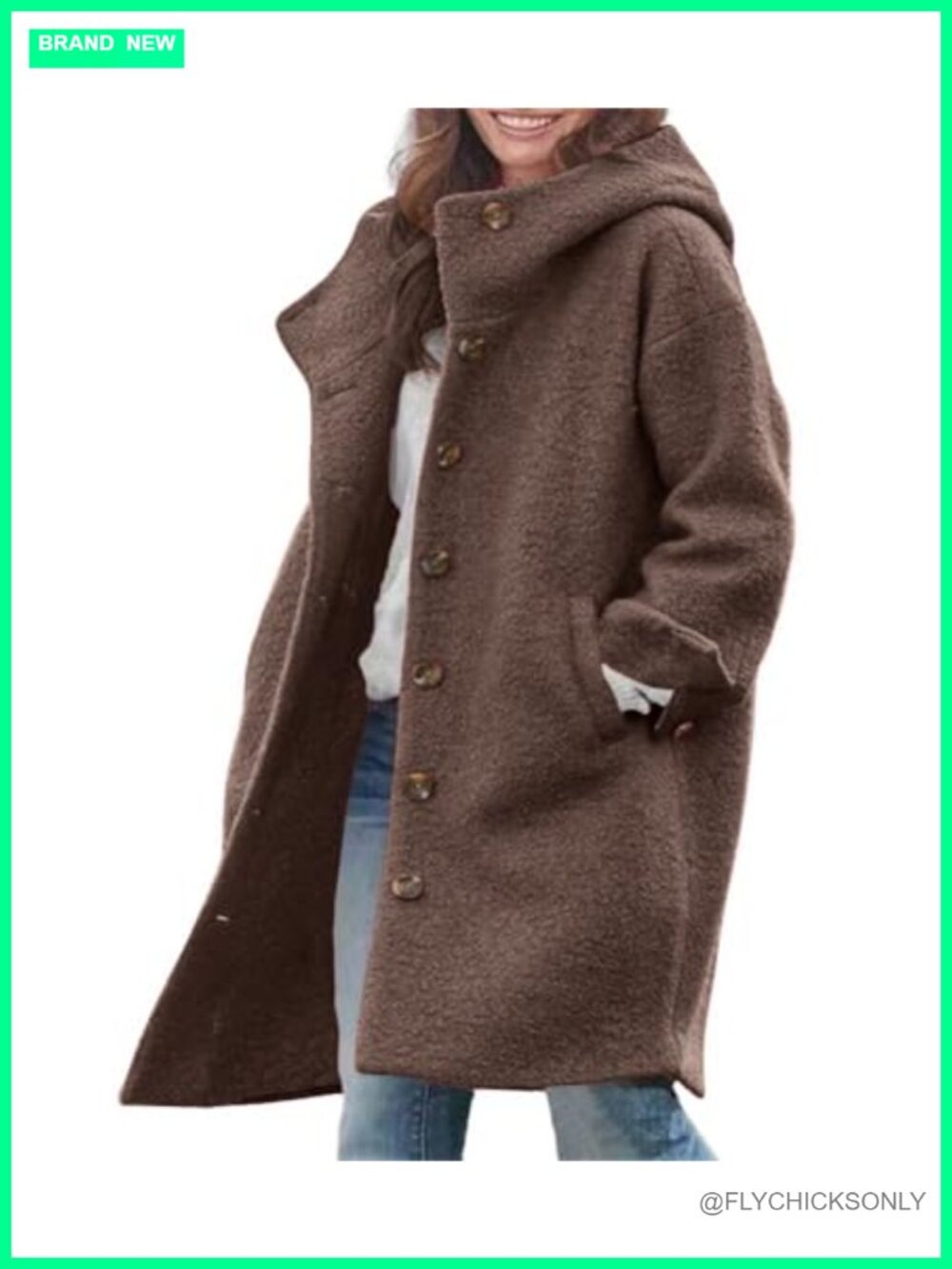 Women's Wool Blend Long Hooded Trench Coat Single Breasted Casual Winter